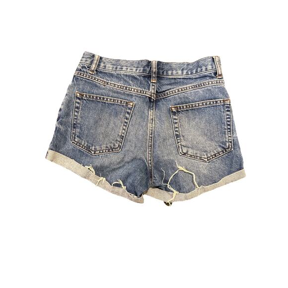 Topshop Moto-Wmns Rosa Shorts-Denim Med Wash-Cuffed Raw Hem Distressed-US 2/UK 6 - Picture 14 of 16